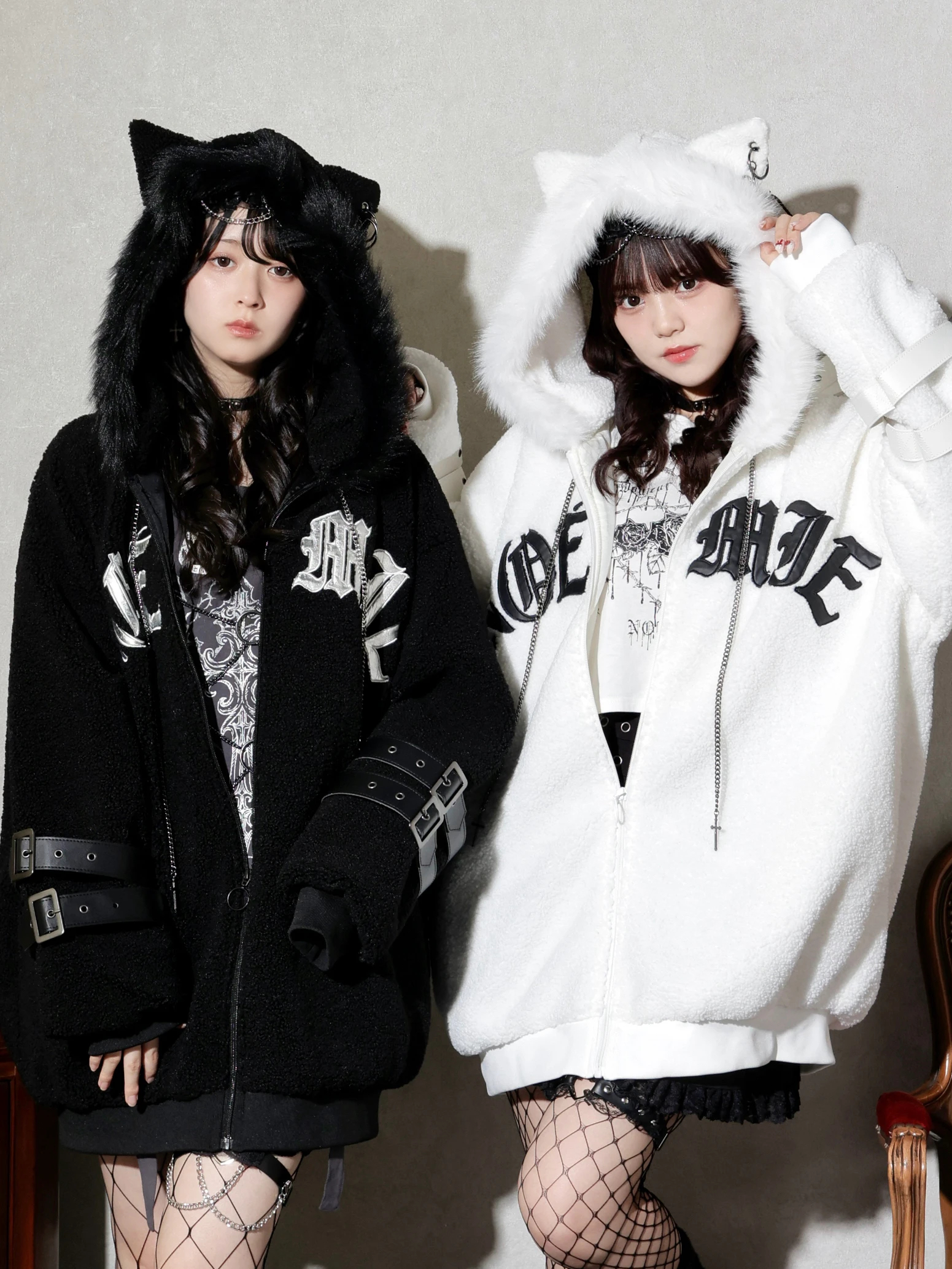 ダブルバックルねこ耳ユニセックスボアブルゾン（ブルゾン｜オフ