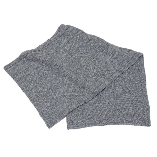 ロロピアーナ 男女兼用 カシミア100％ ケーブルニットマフラー グレー