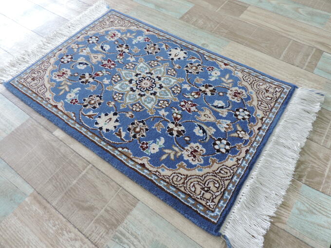 ペルシャ絨毯 カーペット 玄関マット ウール＆シルク 手織り 高級