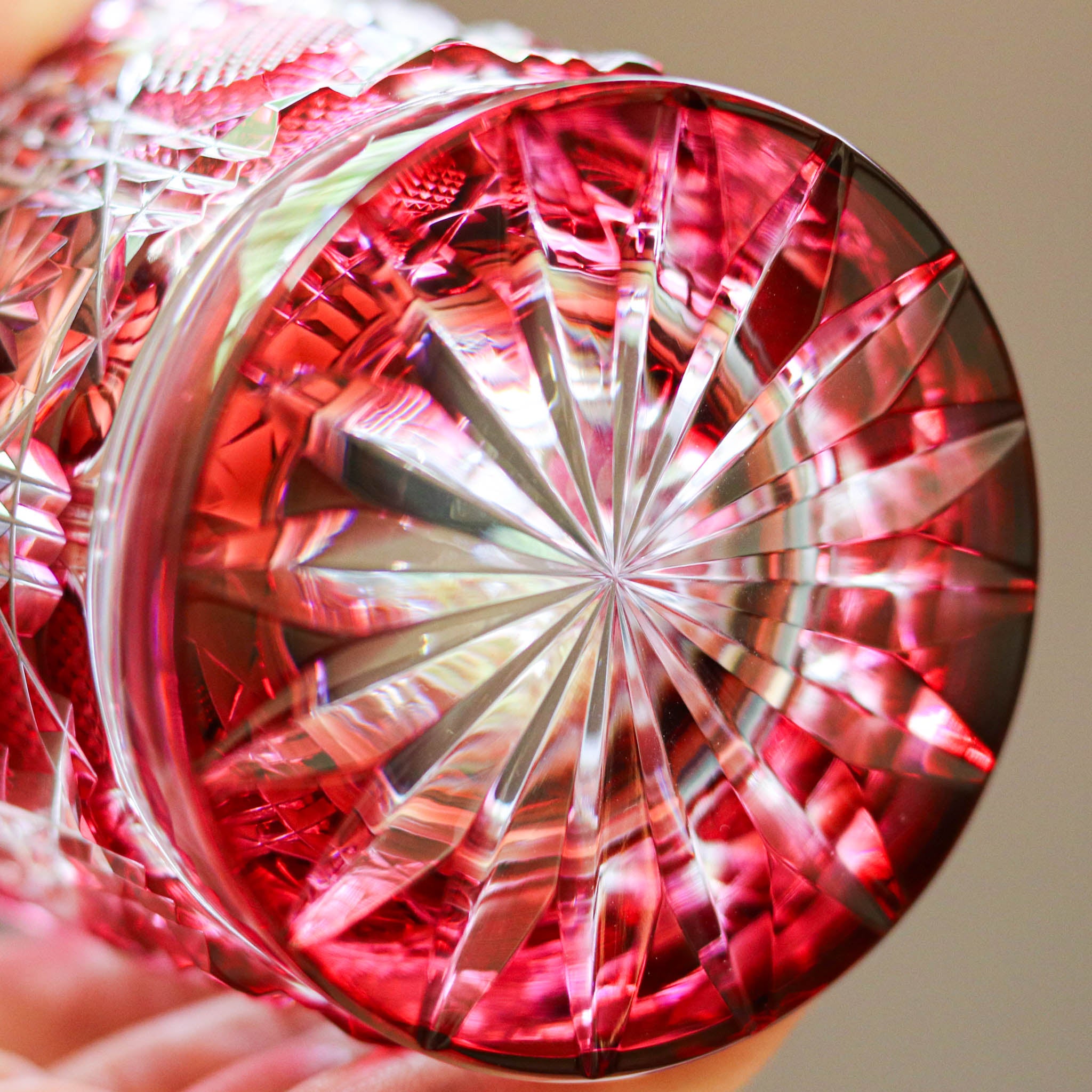 薩摩切子 ロックグラス | オールド | 金赤 | 薩摩びーどろ工芸