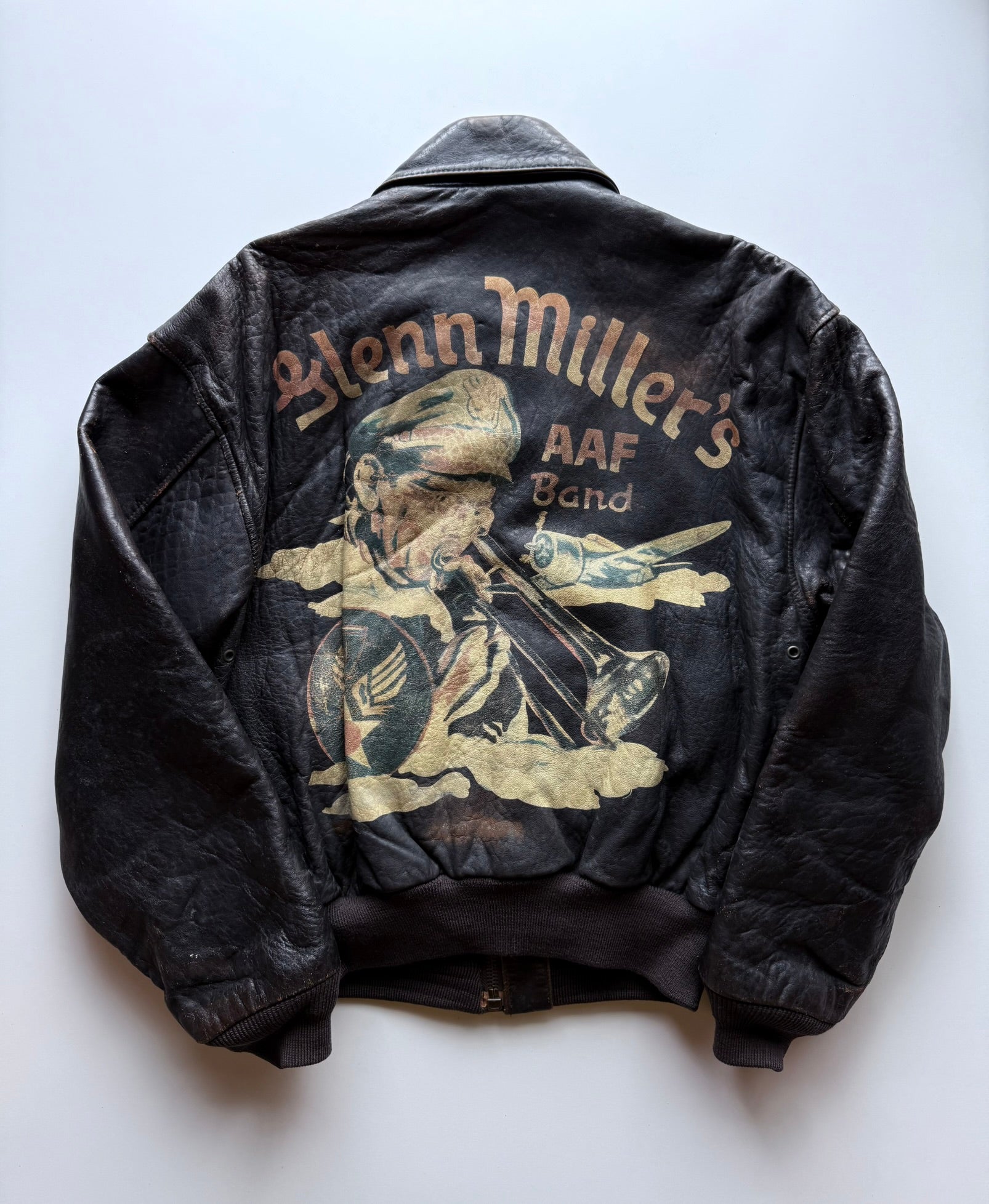 Avirex A-2 Military Glen Miller Flight Bomber Leather Jacket