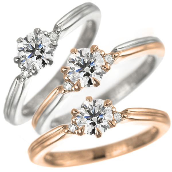 ダイヤモンド プラチナ900 K18ピンクゴールド コンビ 婚約指輪