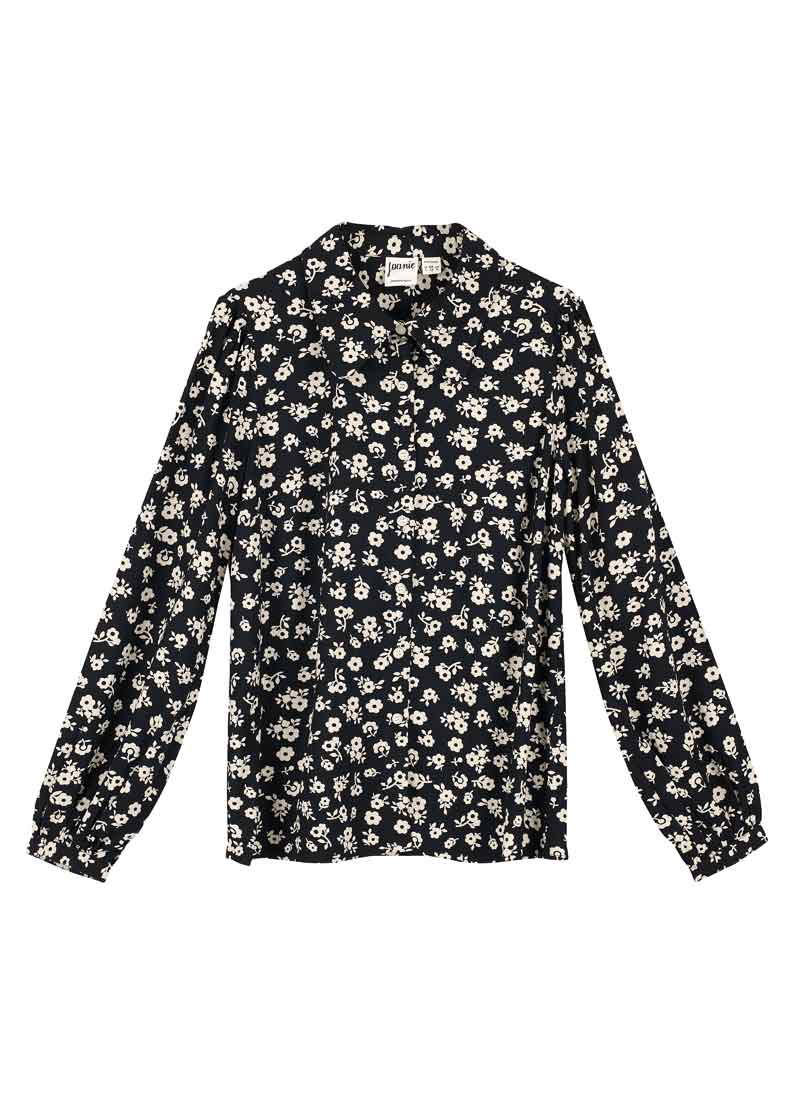 Ali Ditsy Floral Print Blouse | Vintage-Inspired Monochrome