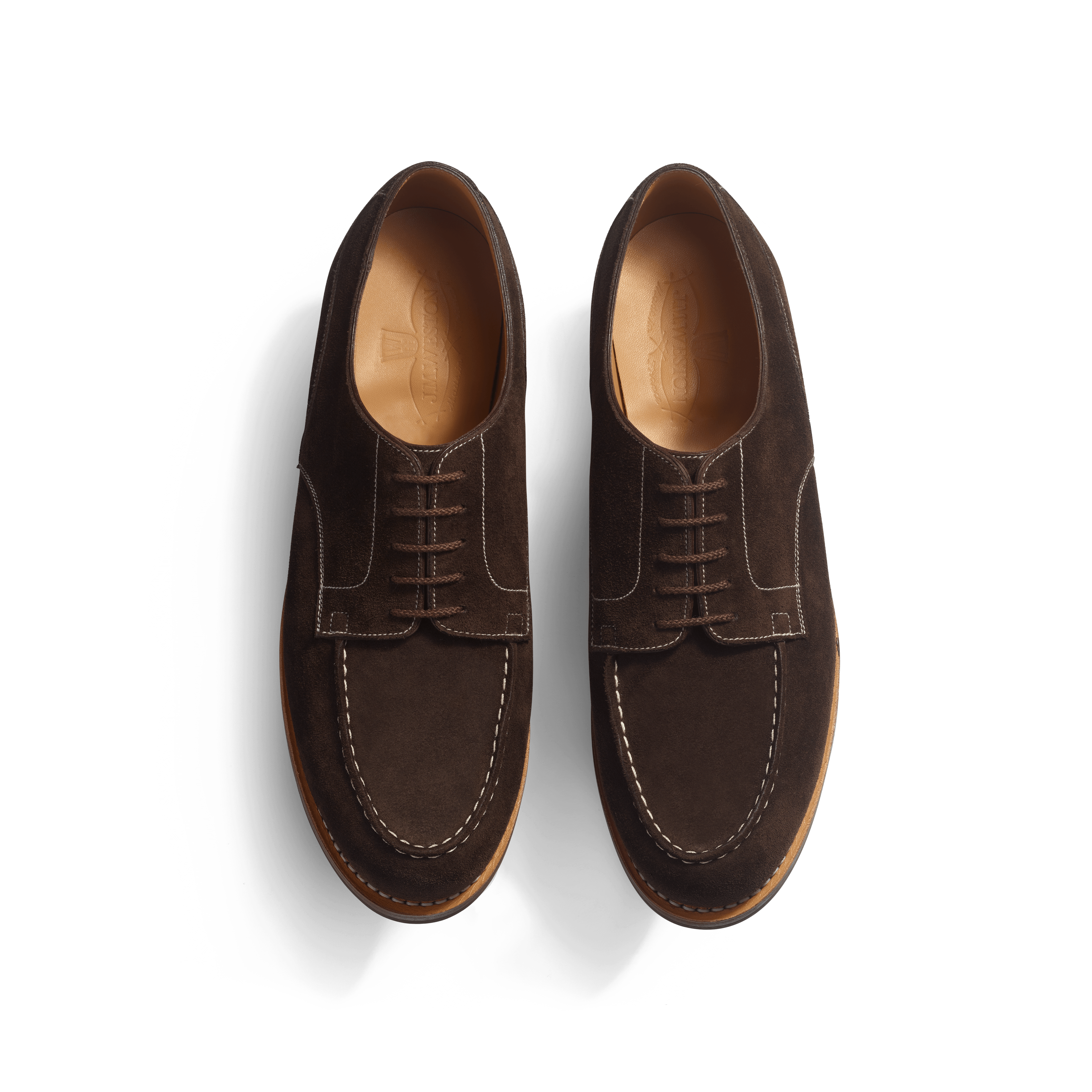 Men's Chocolate suede calfskin with contrasted stitching Derby