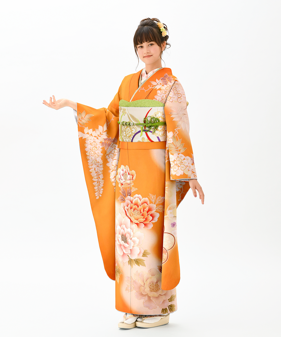 振袖レンタル衣装_60-HAF-D138Sの詳細（オレンジ レトロ・モダン