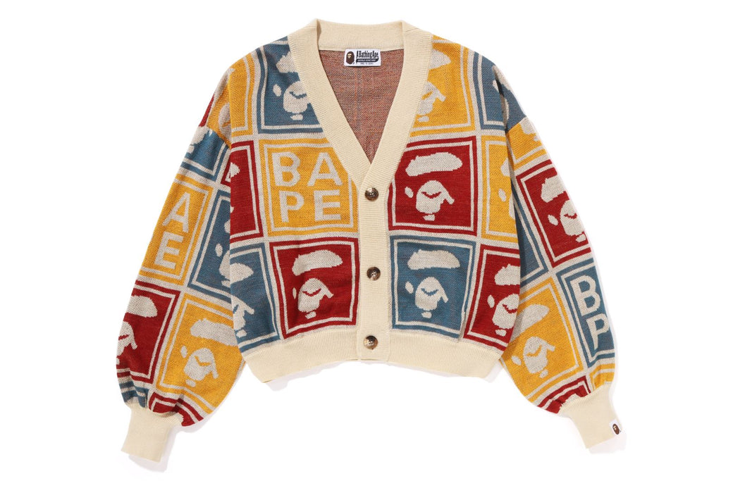 APE FACE CROPPED KNIT CARDIGAN | bape.com
