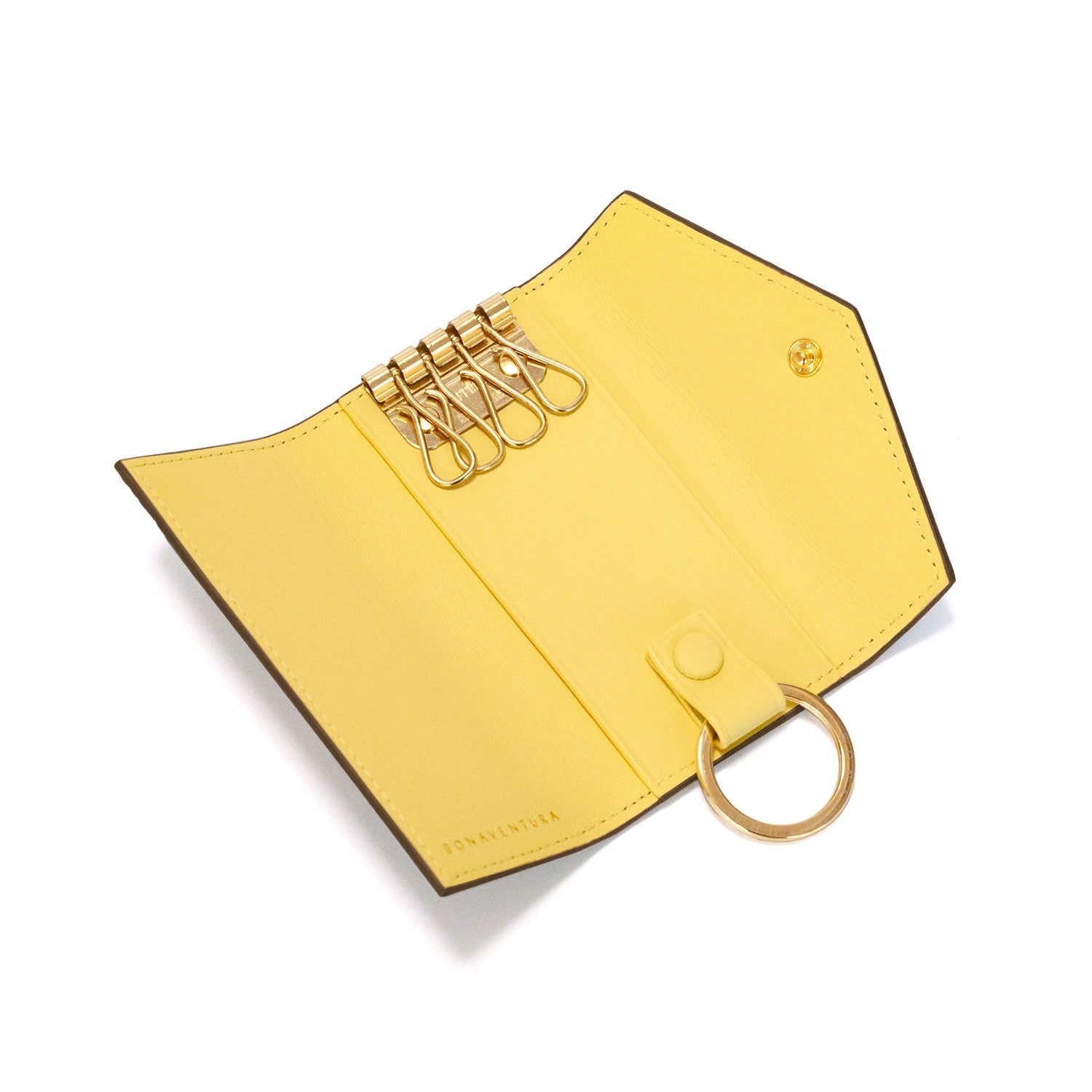 ボナベンチュラキーケース シュリンクレザー エトープ×イエロー