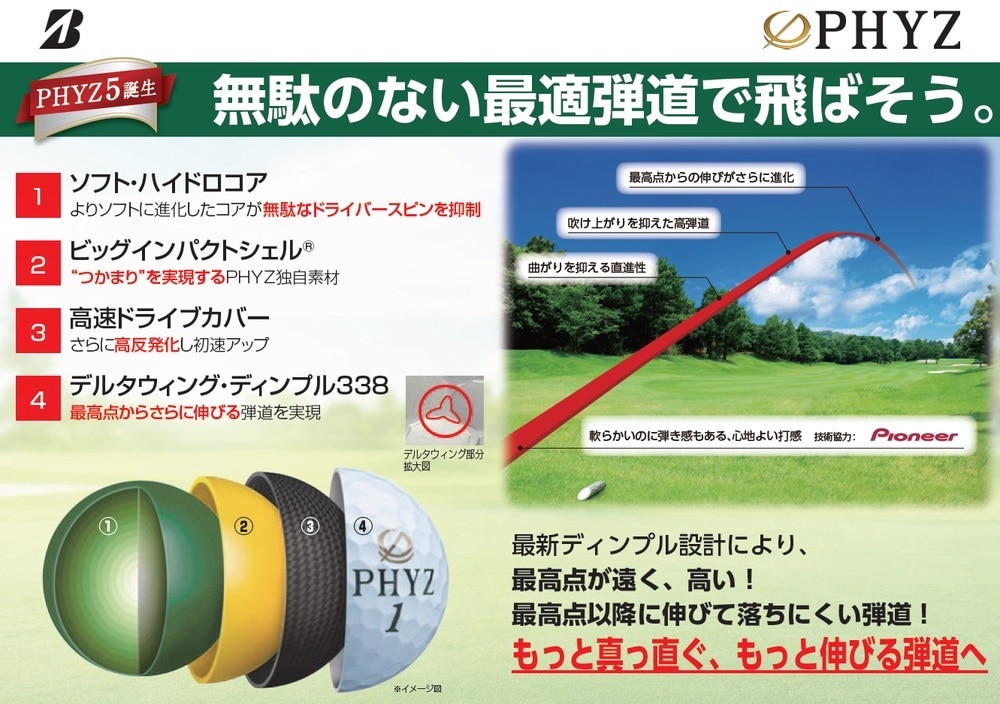 PHYZ 5（ホワイト）[半ダース：6個](ホワイト): ボール|BRIDGESTONE