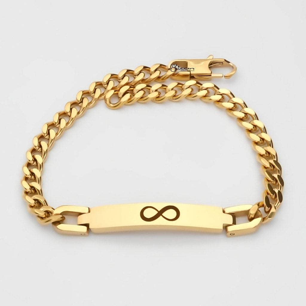 グリッター|ゴールド IP ステンレス鋼 ID ブレスレット|メンズ