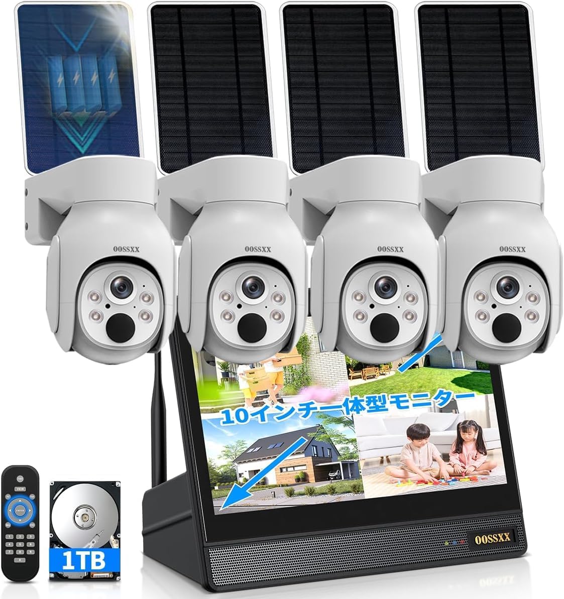 ソーラーパネル充電・双方向通話・PTZ】 OOSSXX ワイヤレス 防犯カメラ