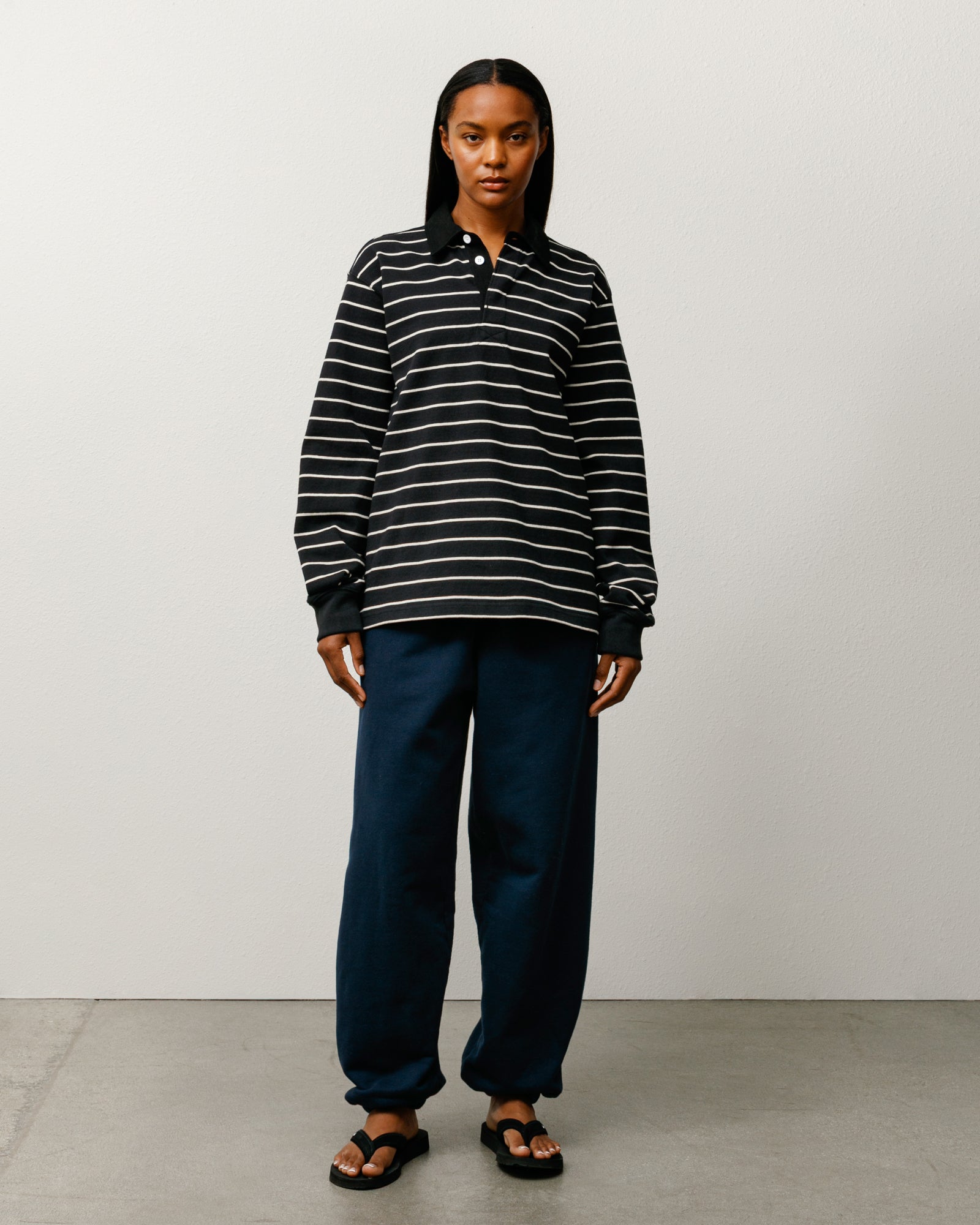Striped Rugby Shirt – Black | Tops & Knits | Stüssy Japan