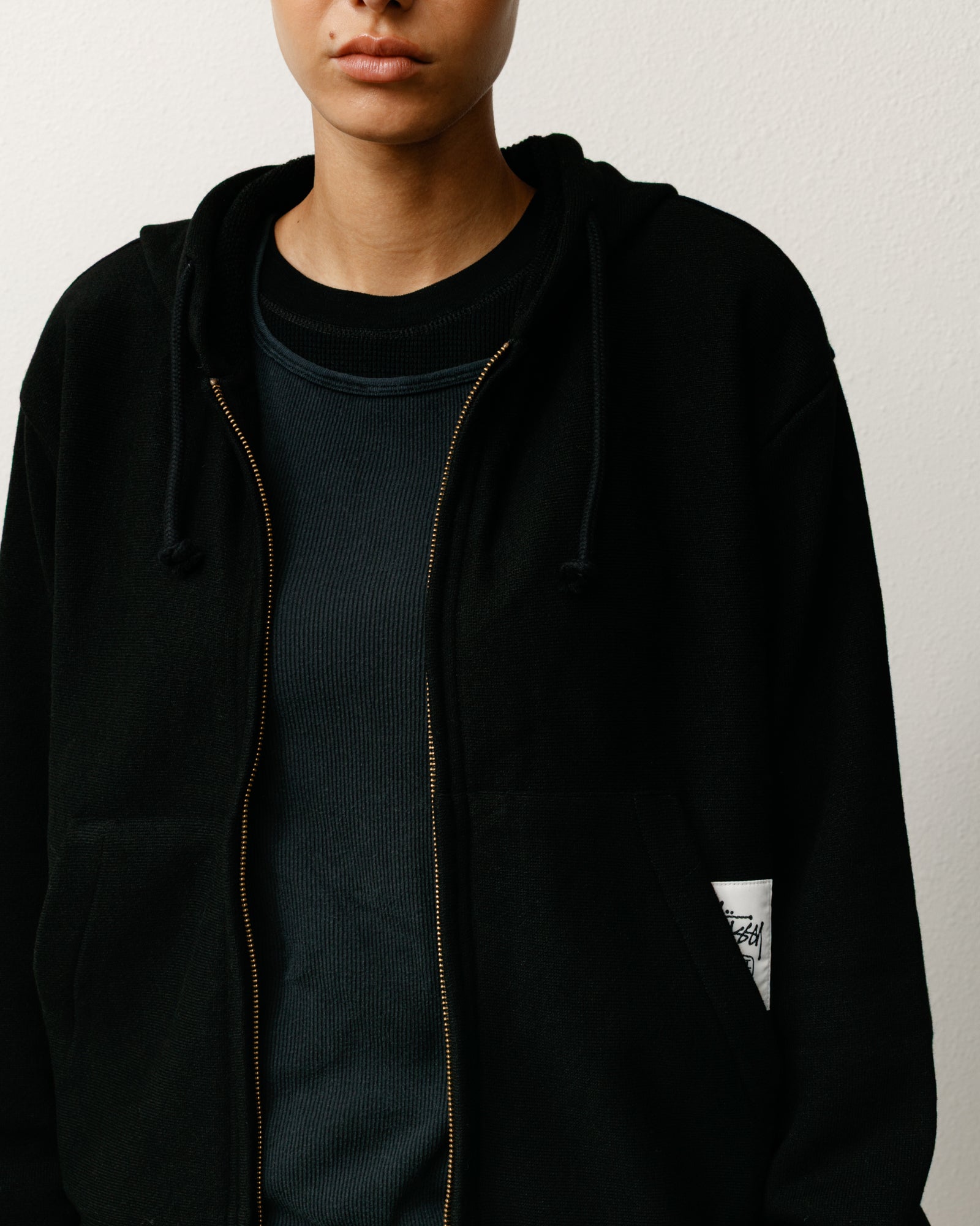 Patch Zip Knit Hoodie – Black | Tops & Knits | Stüssy Japan