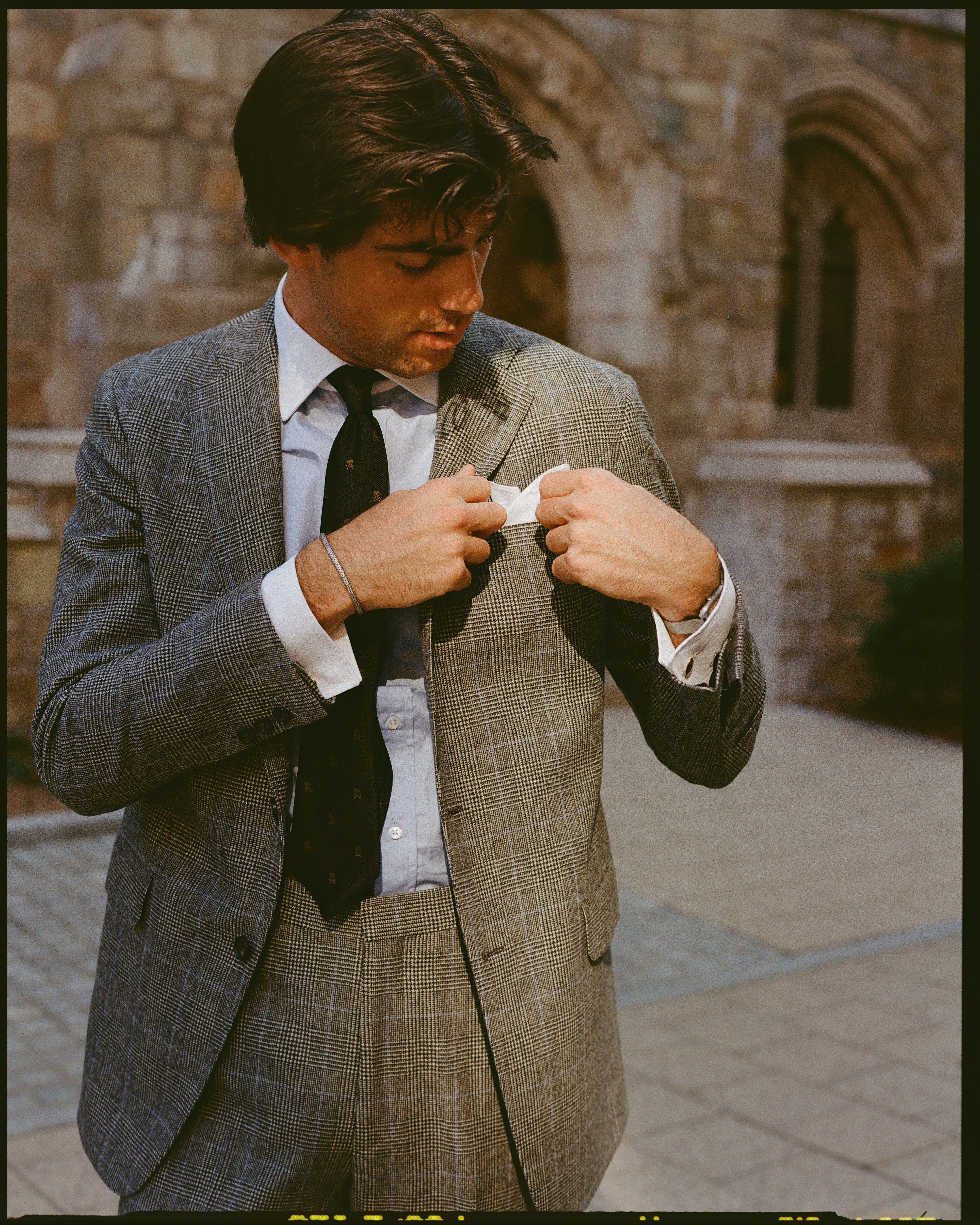 Made-in-USA Black & White Prince-of-Wales Fox Flannel Suit