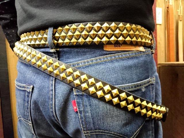 オーダー品 スタッズナローロングベルト シルバーピラミッド