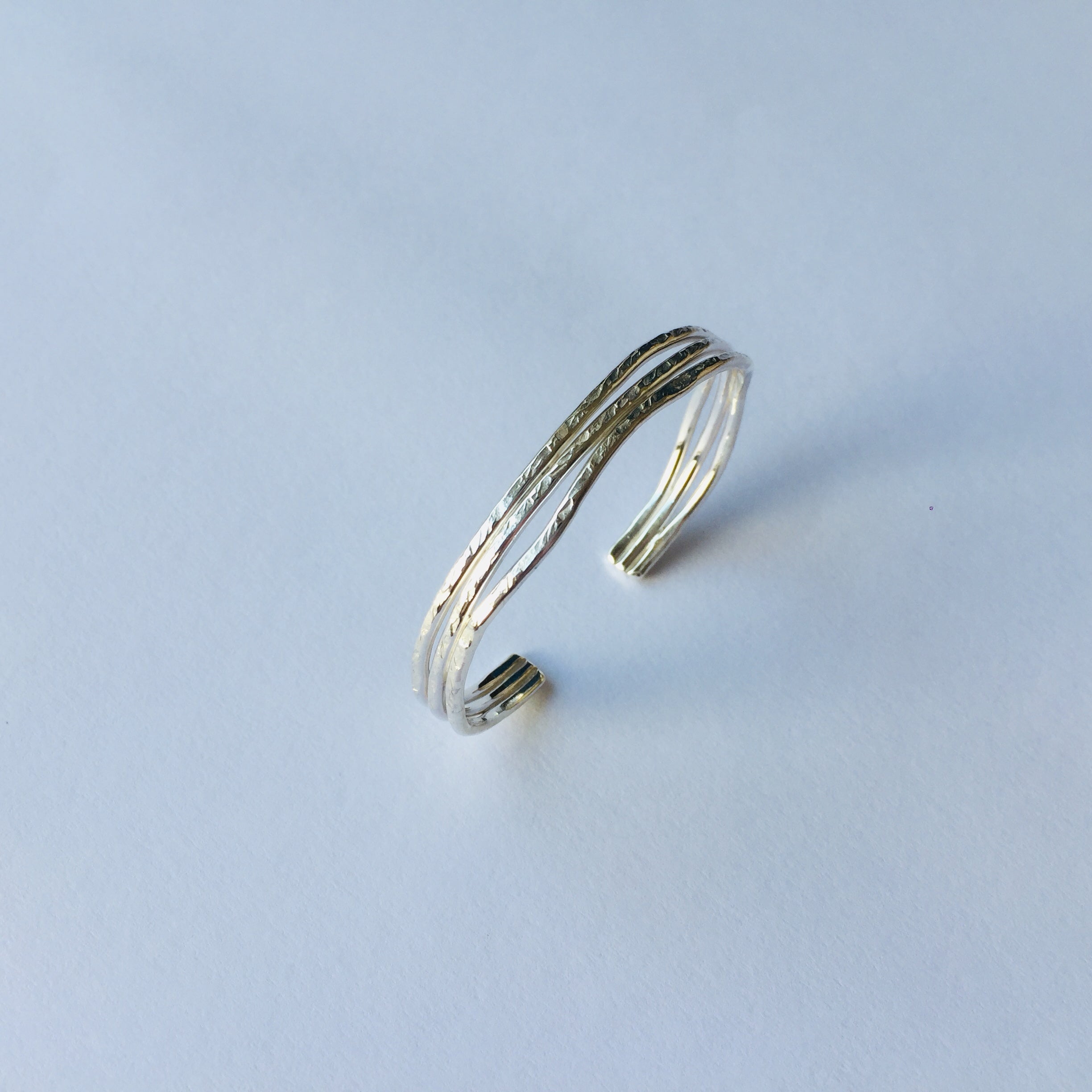 3 Lines Sterling Silver925 Wave Bangle For Men & Women ユニ
