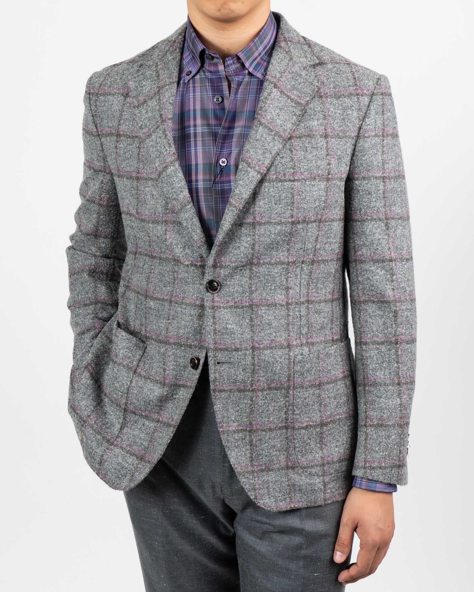 Loro Piana Suri Alpaca Pearl Grey Windowpane Sportcoat – Julian's