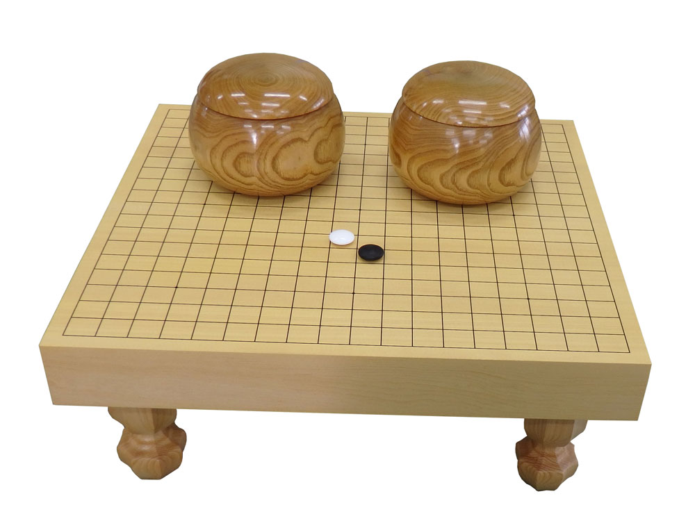 高級 囲碁盤 脚付き へそ有り 碁石・碁筒セット（ケース付き） 高級