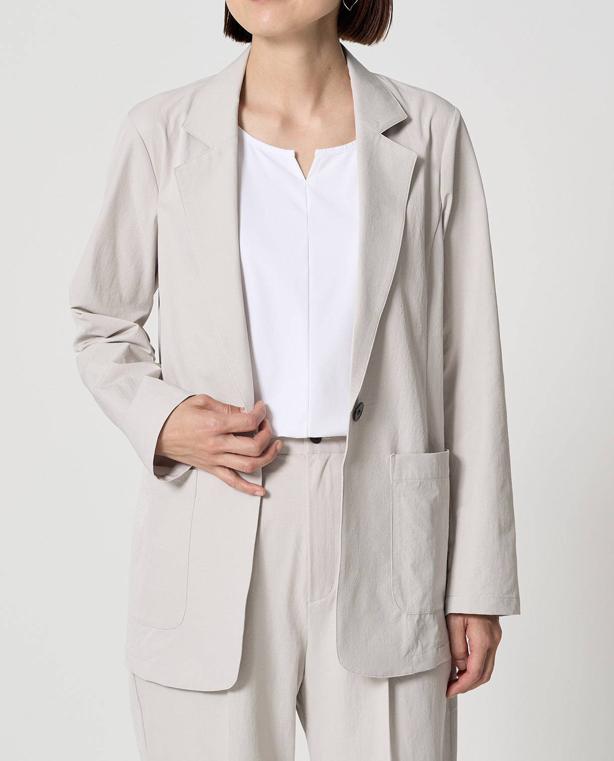 0001_L ヴィンテージストレッチ テーラードジャケット (ストーングレー