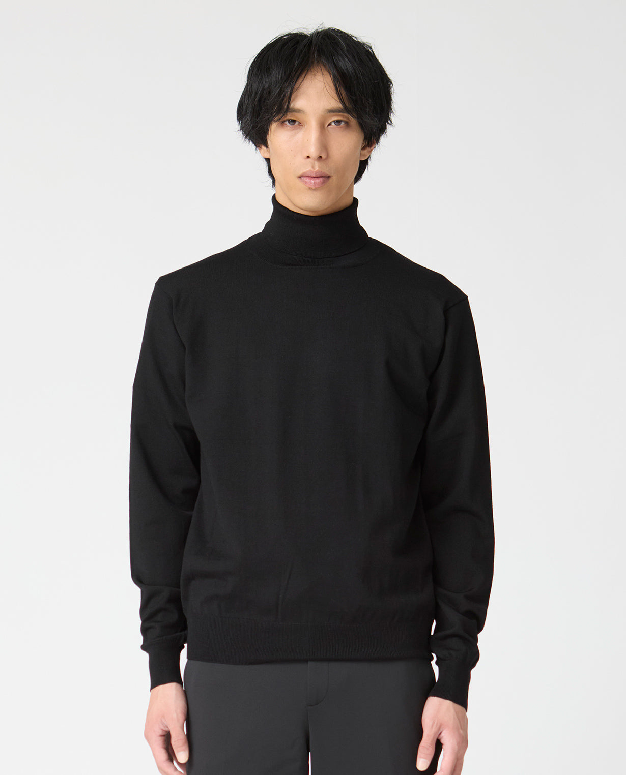 448_QX ANNUAL×K-3Bダブルネーム タートルネックセーター (ブラック