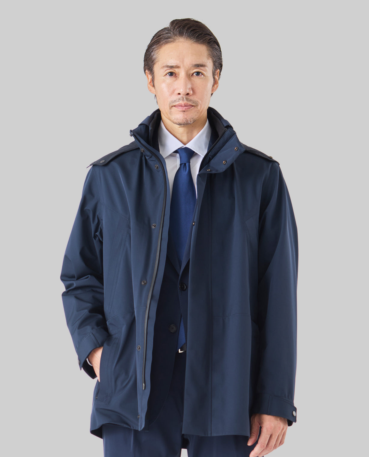 763_M3L アーバンレインシェル スタンドフィールドコート (ネイビー
