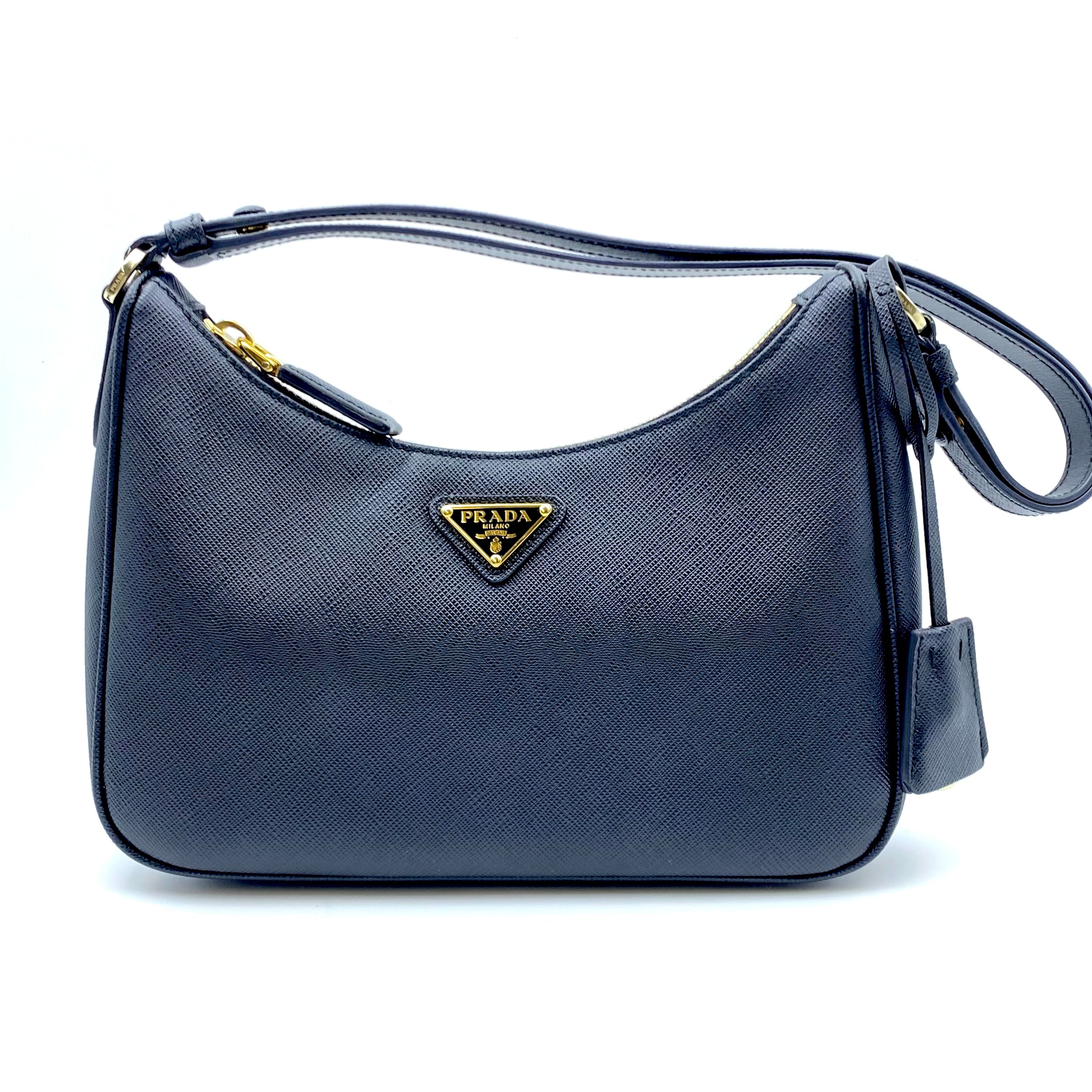 送料無料】PRADA（プラダ）1BC204 サフィアーノ レザー 黒 ミニバッグ