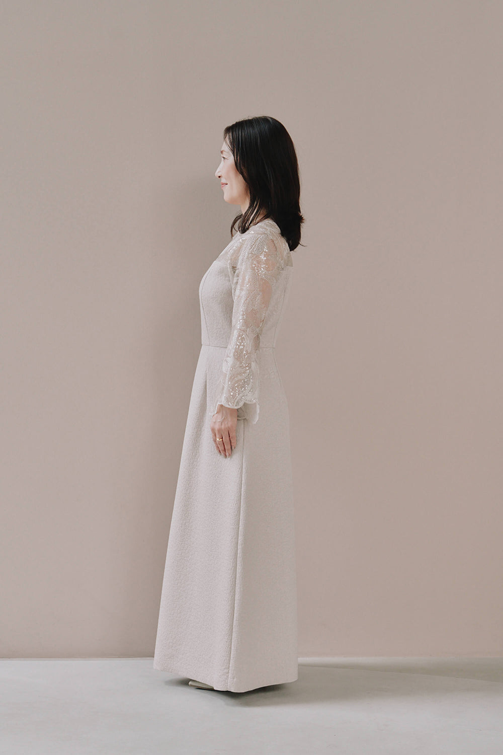 Alunc レースコンビドレス 白 サイズ38 バイカラーレースコンビドレス