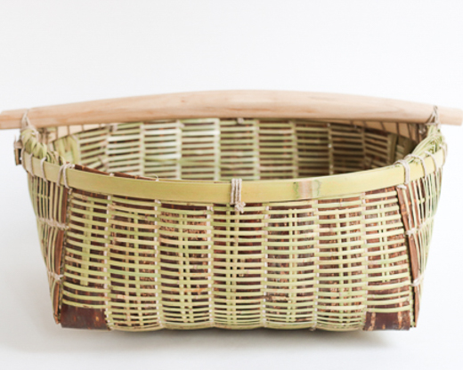 宮城 篠竹と桜のかご (丸-浅-特大)