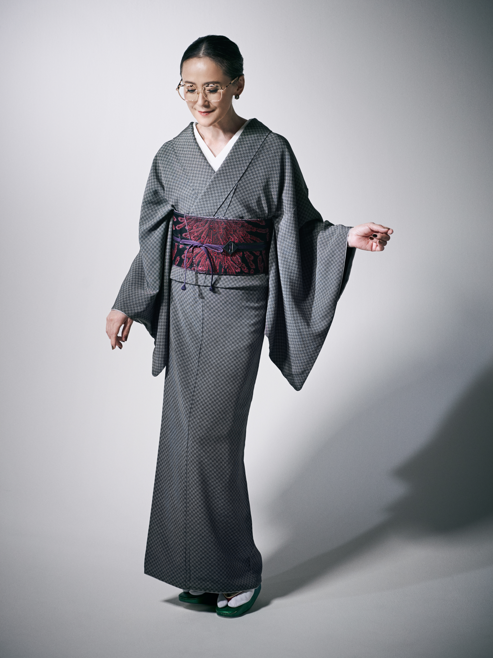 着物｜江戸小紋｜錐市松 白黒 ｜石塚染工｜錐彫｜