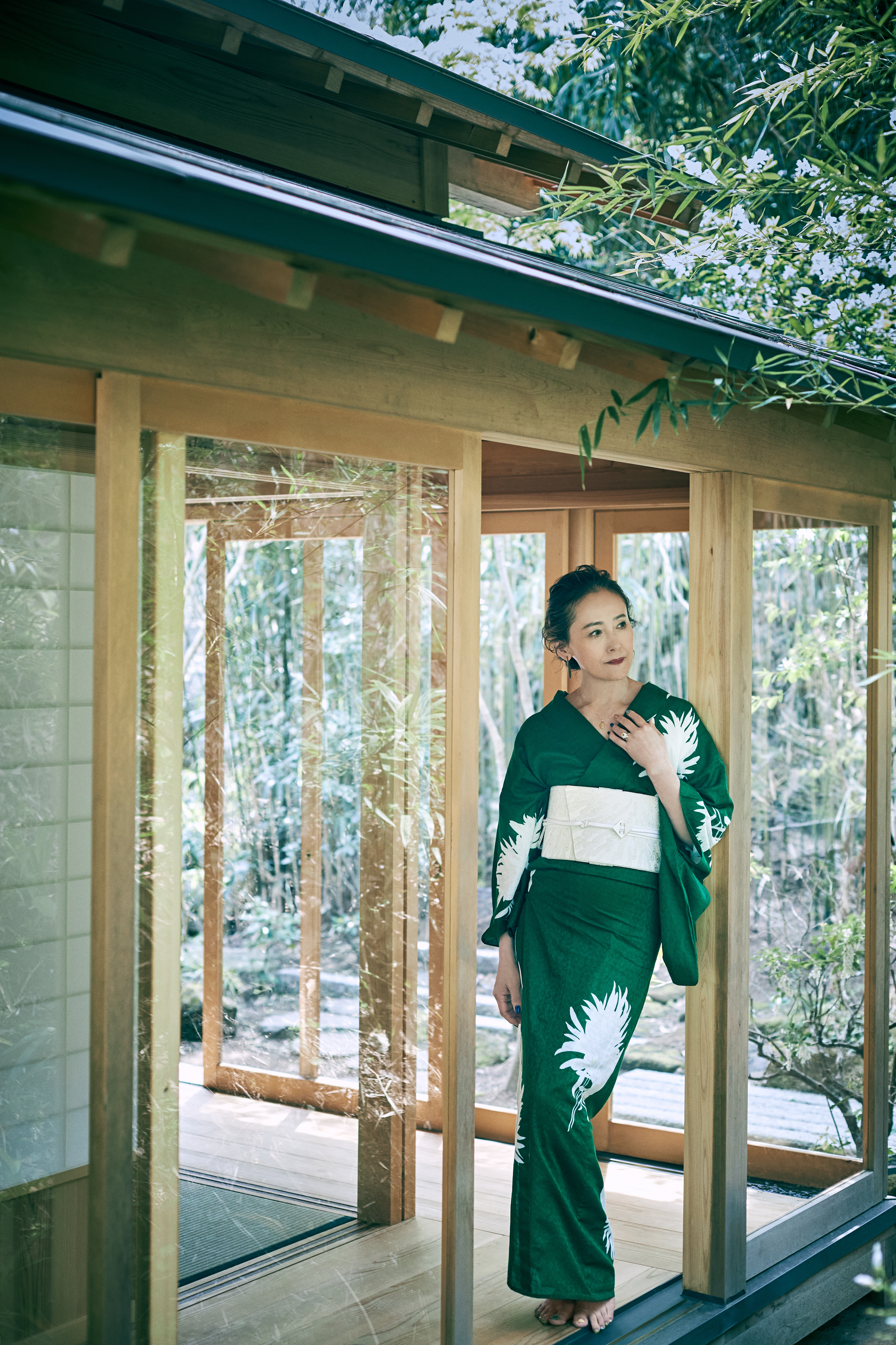 月照乱華 グリーン KAPUKI別注生地（誉田屋源兵衛）：浴衣