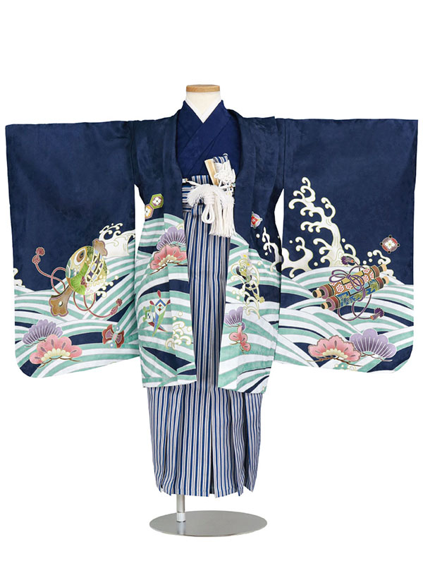 七五三 着物セット 12点 紺色 鷹宝船 七五三 着物セット 12点 紺色 鷹宝船