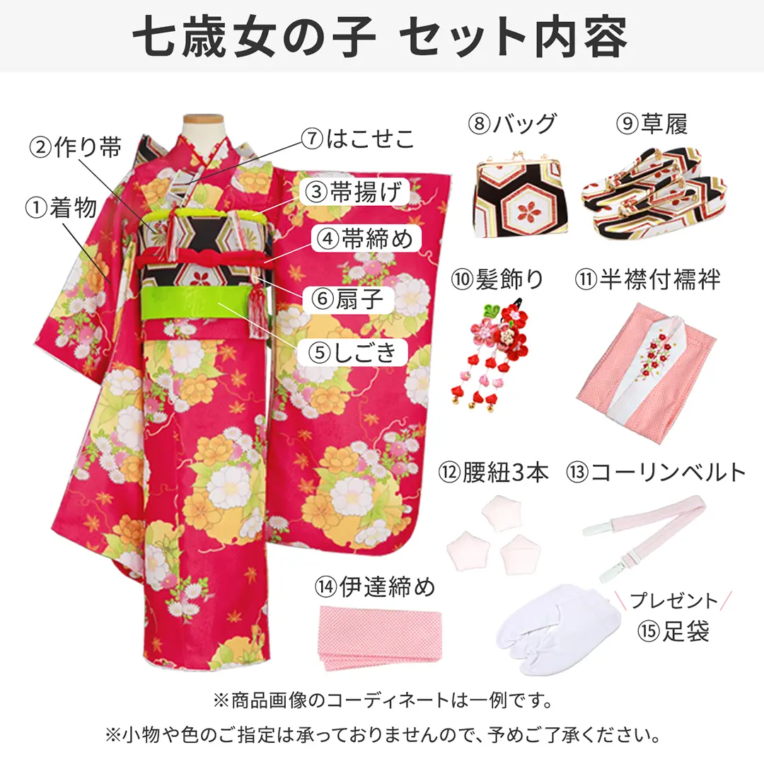 水色地にカラフルな四季花の着物／七五三・七歳女の子 | 宅配着物