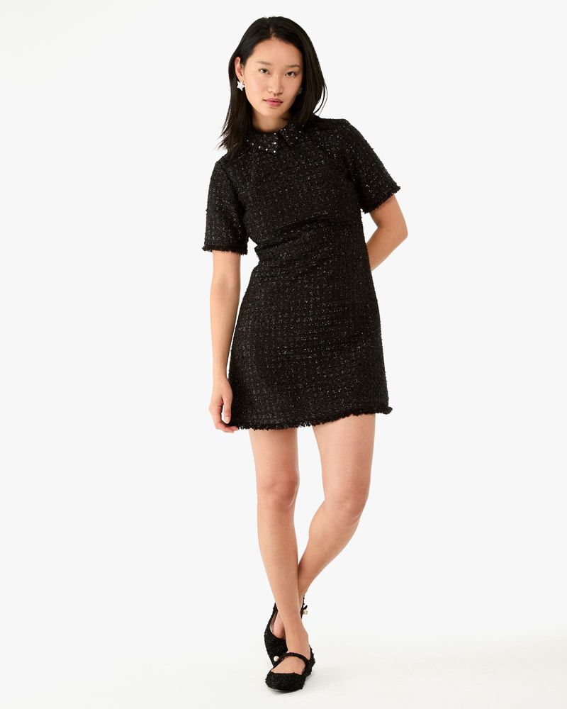 Embellished Collar Holiday Tweed Dress | Kate Spade Outlet