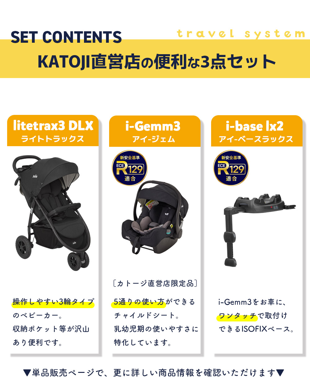 Joie トラベルシステム 瞬間2秒でおりたたみ！ 3輪ベビーカー『ライト