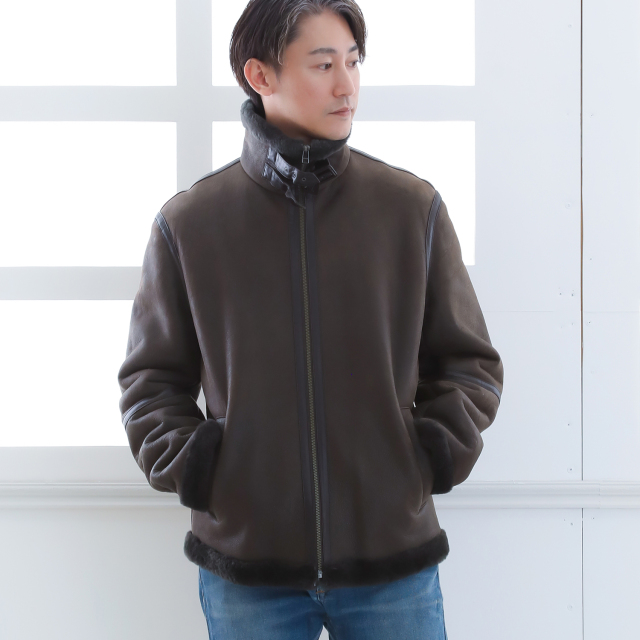 ムートンジャケット メンズ ムートンコート 本革 羊革 B-3 フライト