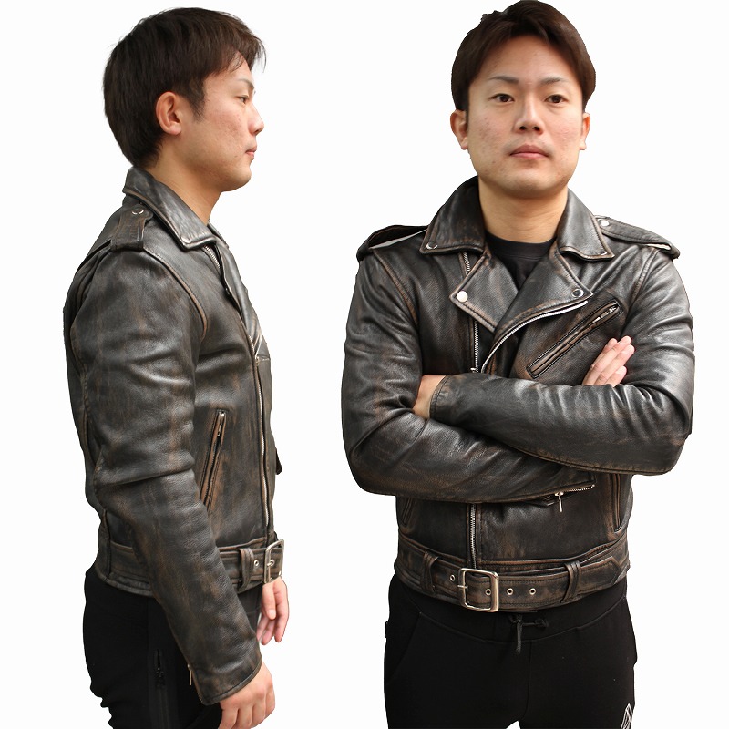 ラムレザー US ダブルライダースジャケット メンズ レザージャケット