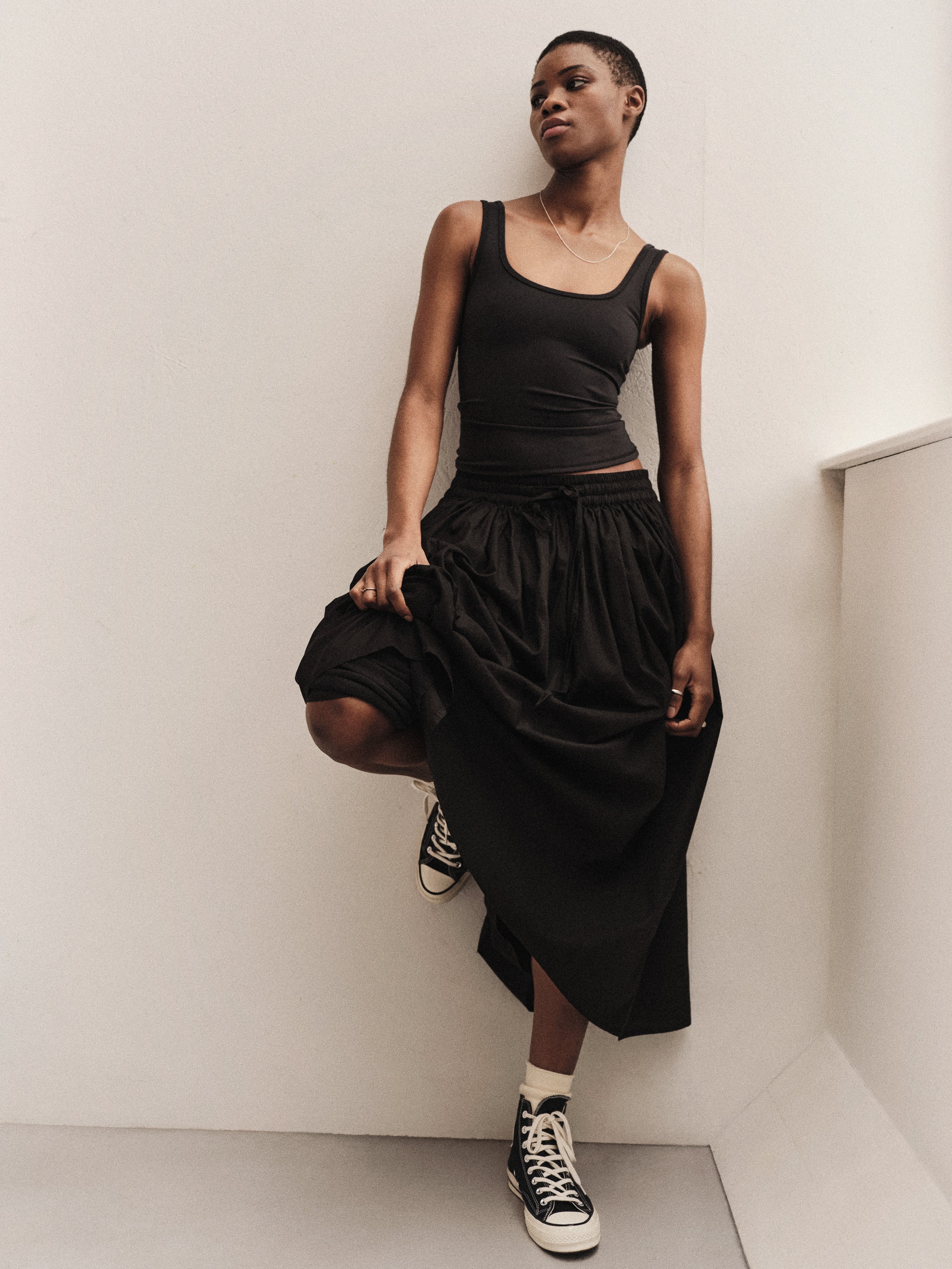 Mariam Full Gathered Cotton Midi Skirt – with Drawstring & Pockets