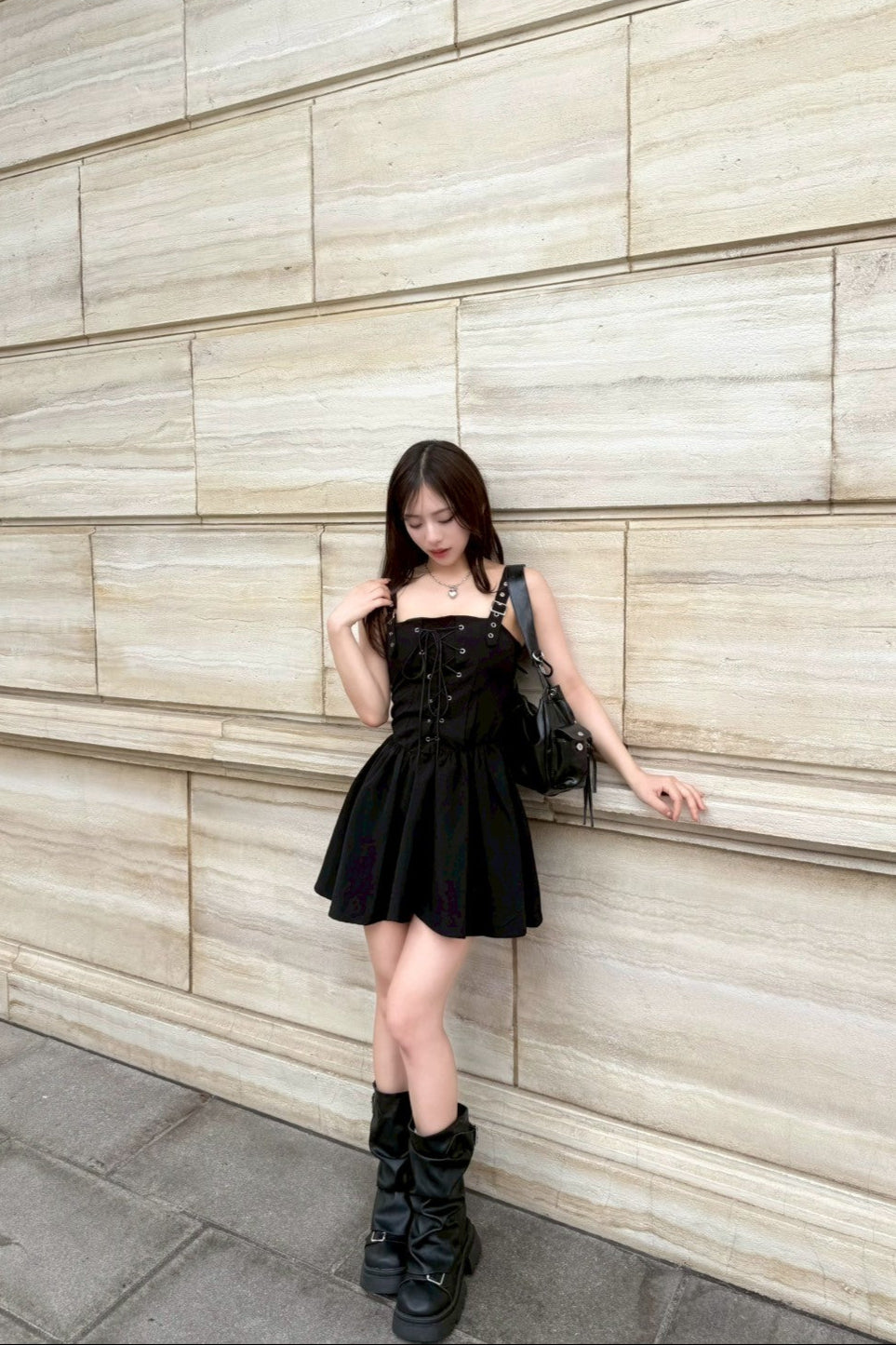 コルセットレースアップミニワンピース KR12915