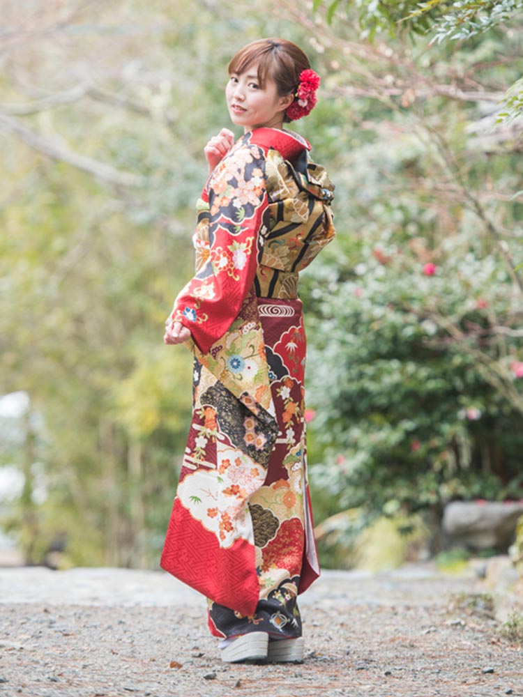 ☆れもんざめ様☆【京都きもの友禅】振袖赤＋着物帯 ☆れもんざめ様