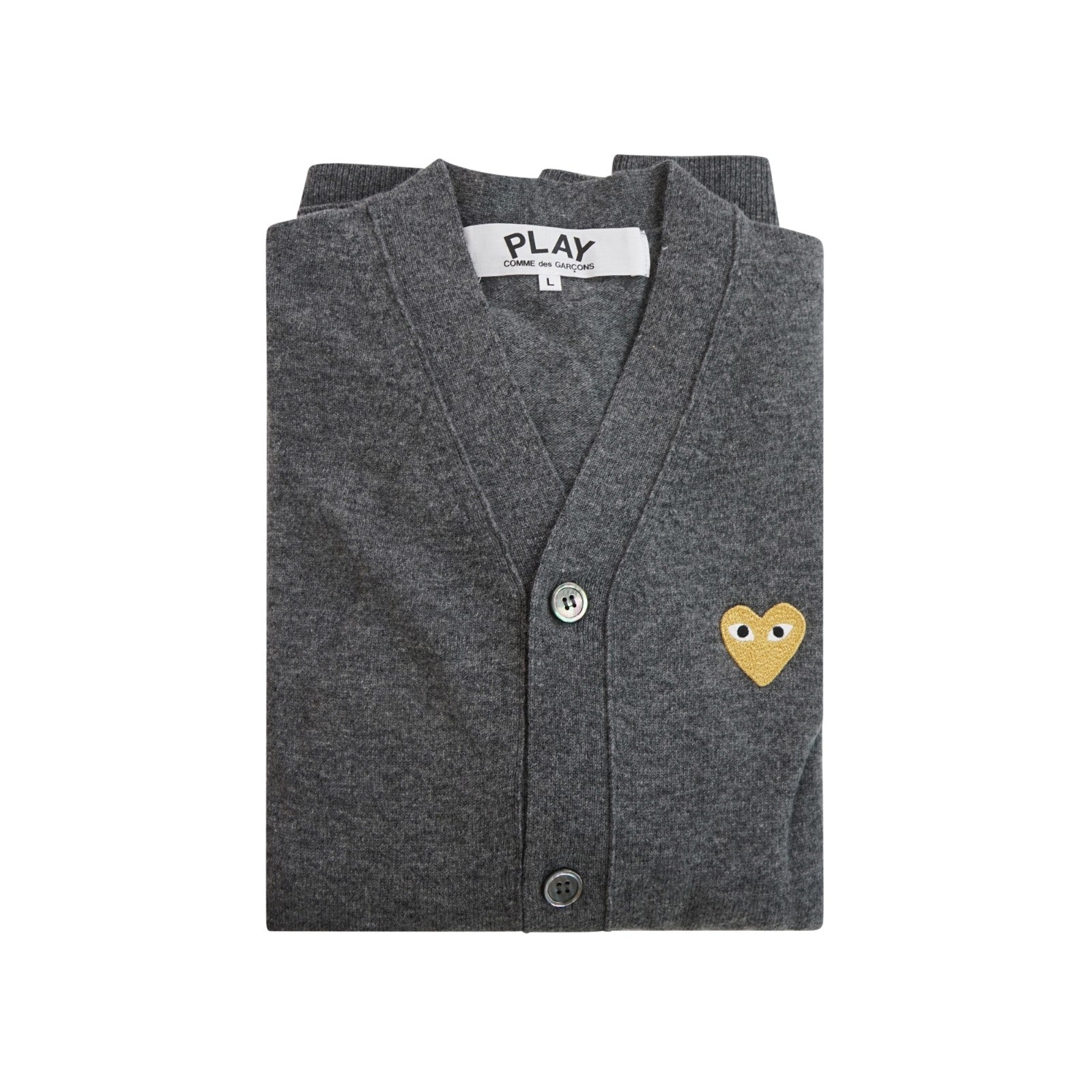 Comme des Garcons Play Gold Heart V-Neck (Dark Grey) Cardigan AZ