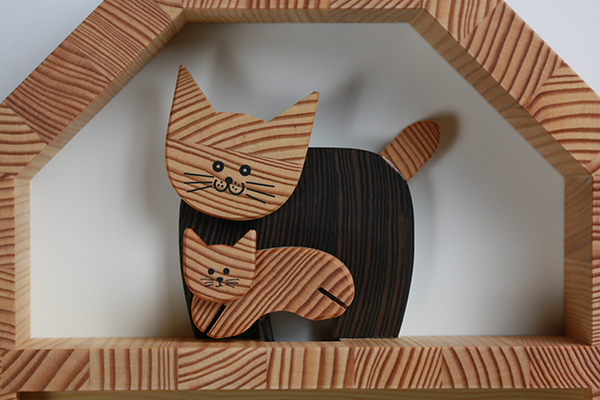 ネコの親子の時計／商品一覧 | キコリ 手づくり時計工房【本店