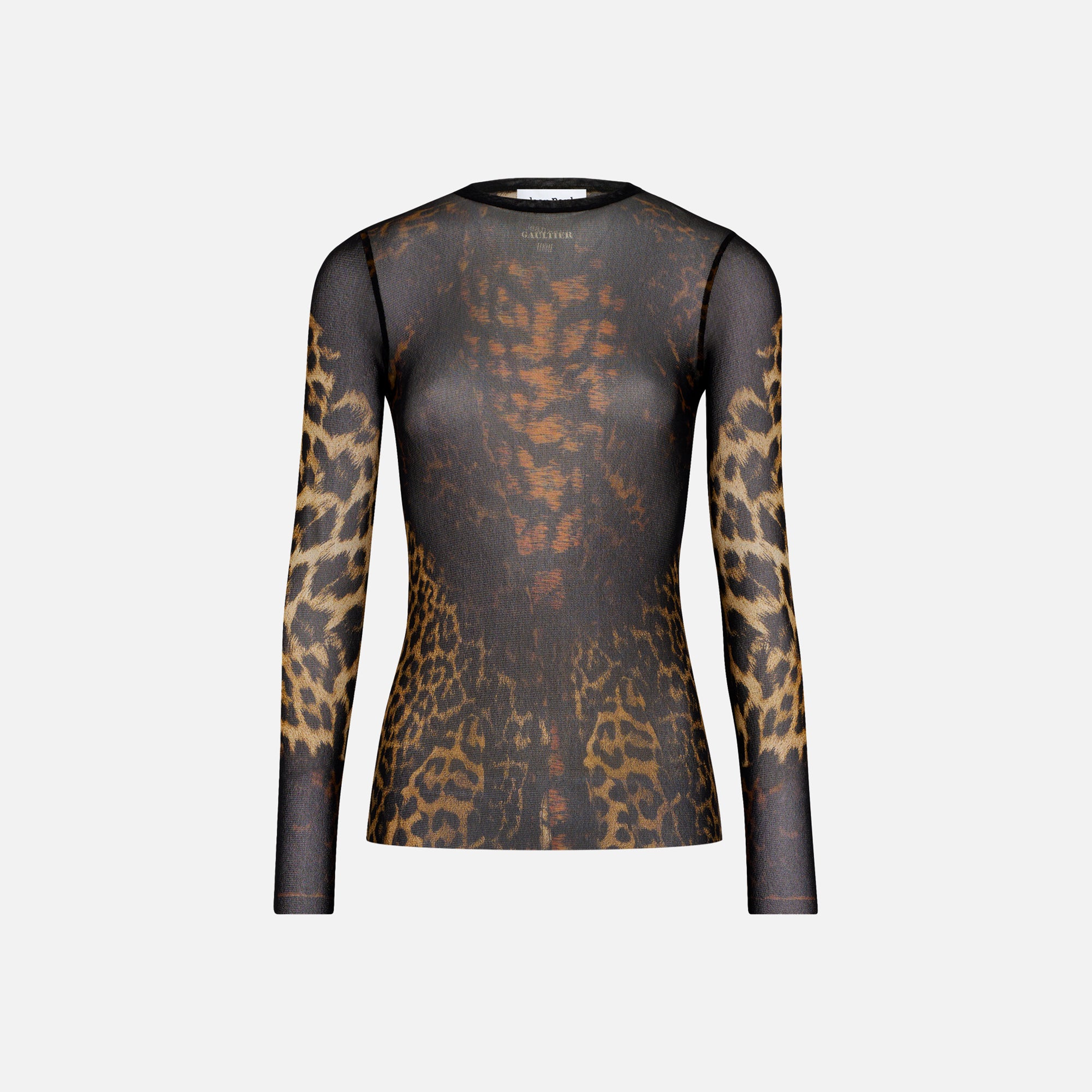 Jean Paul Gaultier Mesh Long Sleeve Printed Top With Lace