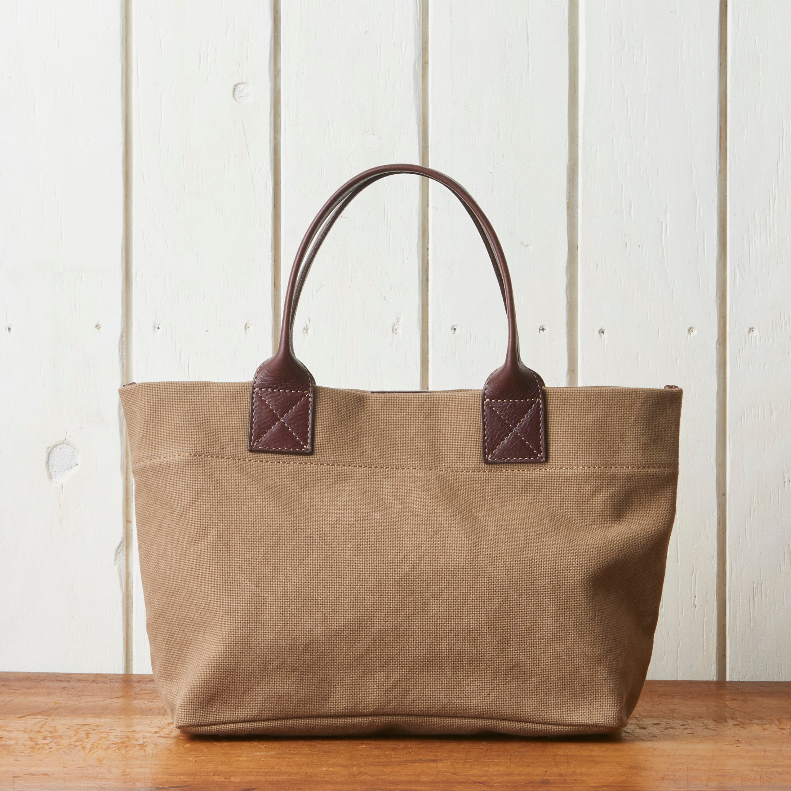 帆布×牛革 ランチトートバッグ【SA205】軽量350g 自立型 経年変化 日本