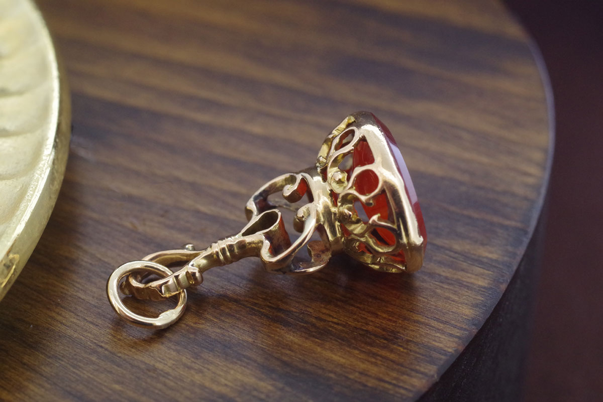 アンティークジュエリー 14金製 fob seal フォブシール ペンダントトップ