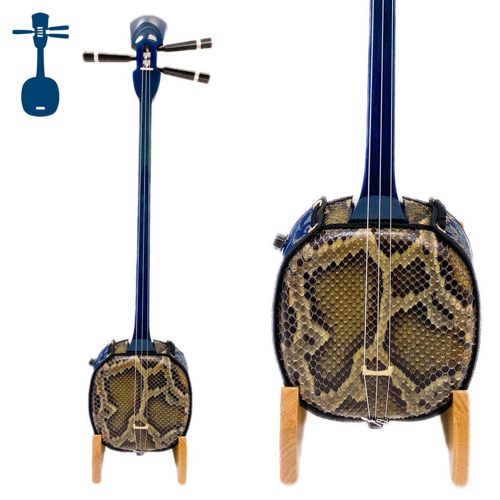 ジ*ニ様 三線本体 ヘビ皮製 専用ケース付き 古い 補修あり ジ*ニ様