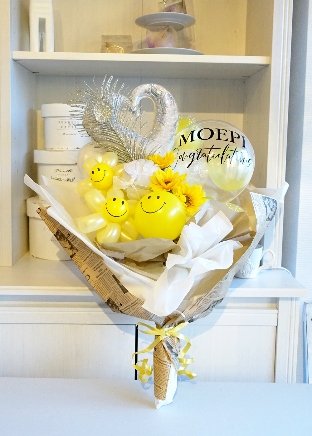 バルーン花束 バルーンブーケ フラワーニコちゃん【お名前＆メッセージ