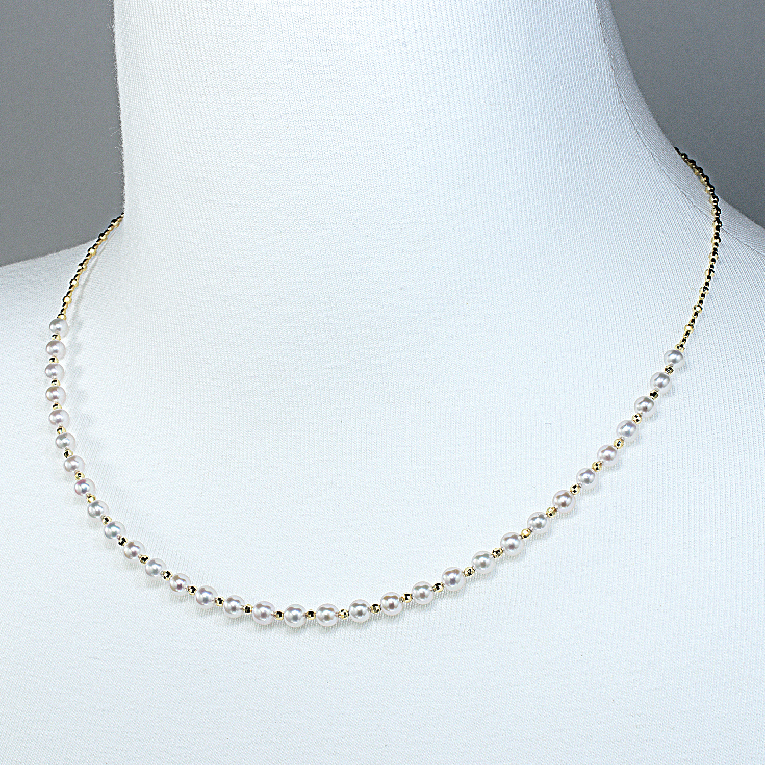 k18 アコヤベビーパール 花珠級のテリ巻き あこや 3.4〜4.0㎜ M679 k18