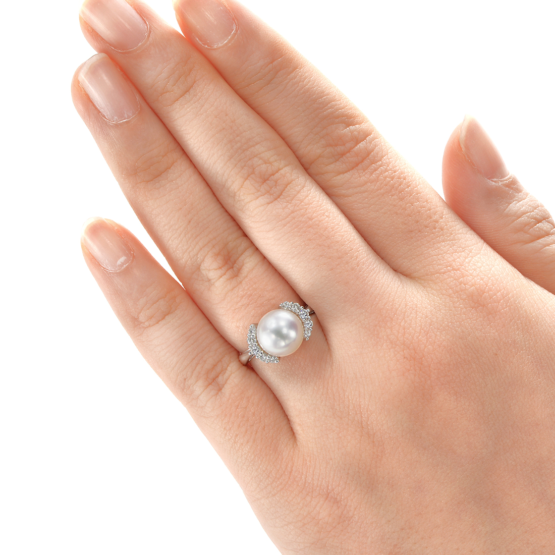 プラチナ オーロラ天女 花珠真珠リング(指輪) （9ミリ以上 【9.5ミリ