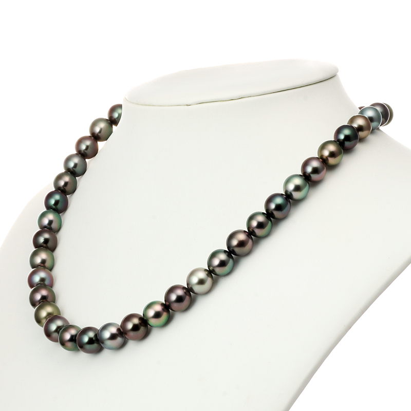 オーロラピーコック南洋黒蝶真珠ネックレス（9.0-10.0ミリ・マルチ