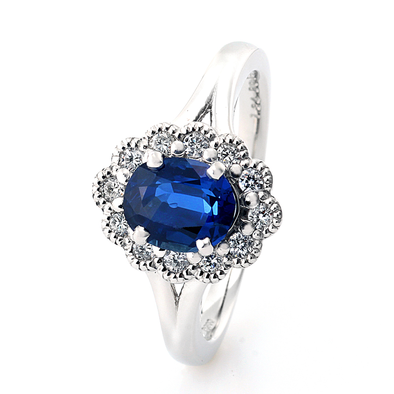 プラチナ製 サファイア ダイヤモンド リング （SA1.34ct D0.19ct・非