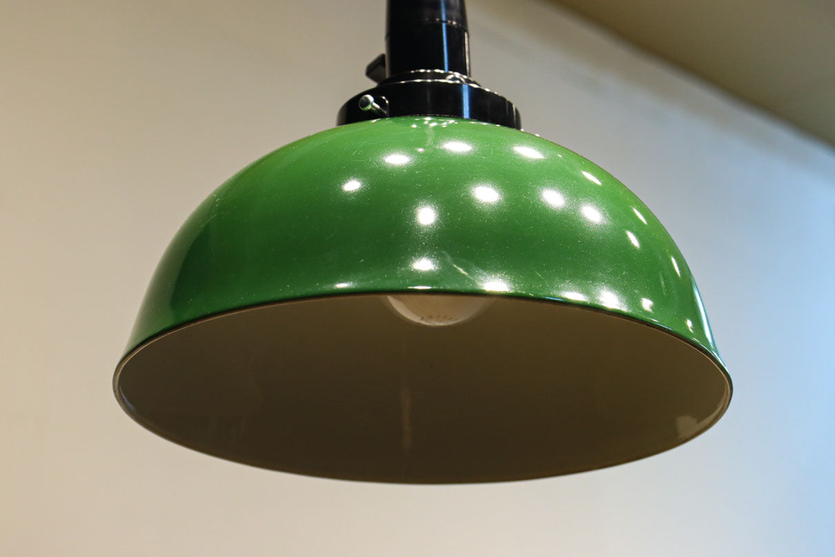 ランプシェード 緑色ストライプガラスディフューザー アンティーク